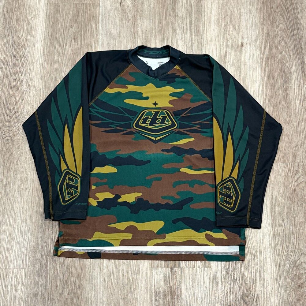 Troy Lee Designs Tld Motocross Jersey Camo Army Men's Size Large Mx Green